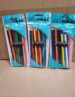Creative Colors 12 Count Colored Pencils Lot Of 3 New